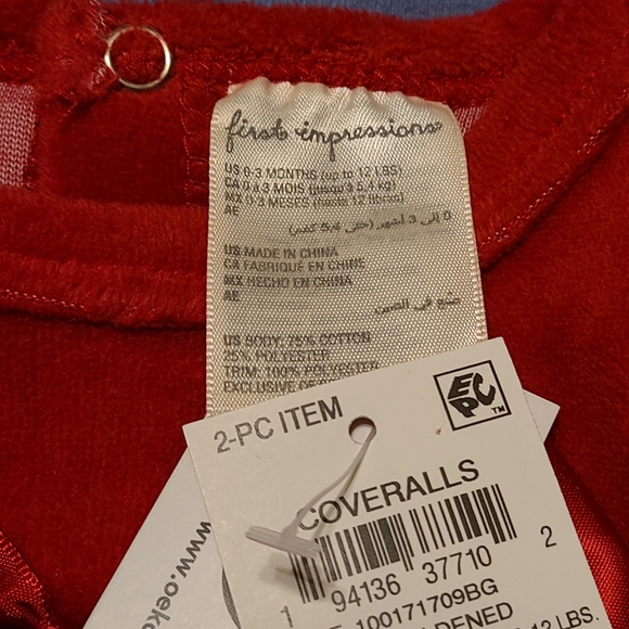 First Impressions red velour girls outfit with footie/headband NWT 0-3 months - Picture 6 of 9